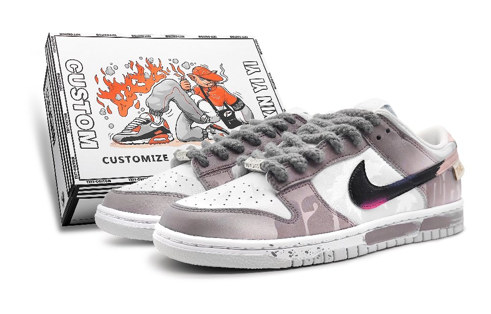 Nike Dunk Slip-Resistant Cushioning Low-Top Skateboard Shoes GS Pink Purple