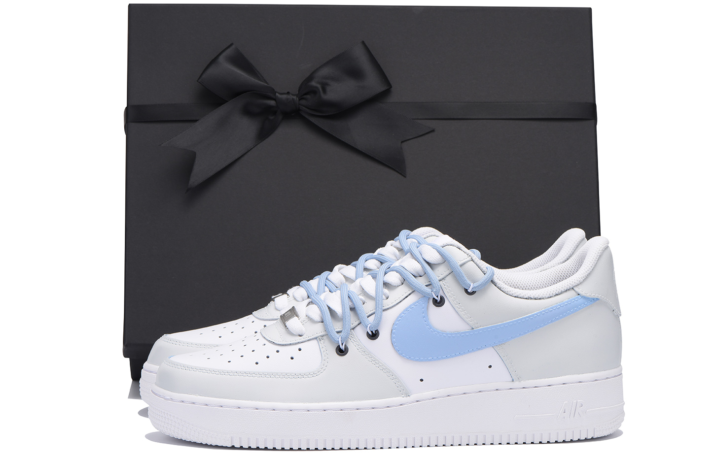 Nike Air Force 1 Chestnut Slip-Resistant Coverage Low-Top Skateboard Shoes Men's Gray Blue