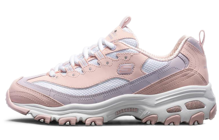 Skechers D'LITES 1.0 D'LITES Milk Tea Bear Cushioning Low-Top Casual Shoes Women's White Pink