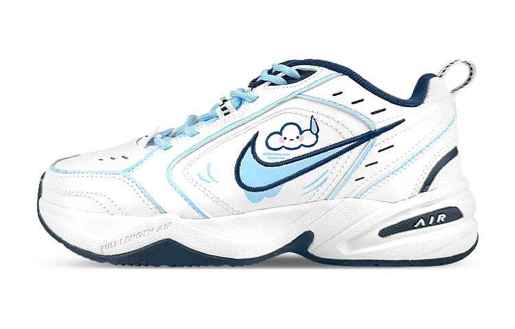 Nike Air Monarch 4 Cushioning Anti-Slip And Wear-Resistant Height Increasing Low-Top Chunky Sneakers Unisex Blue White