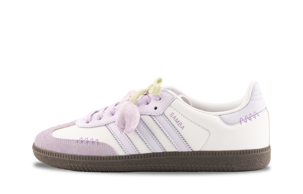 Adidas Originals SAMBA OG Tulip Tales Abrasion Resistant Low Top Skateboard Shoes Unisex Light Purple