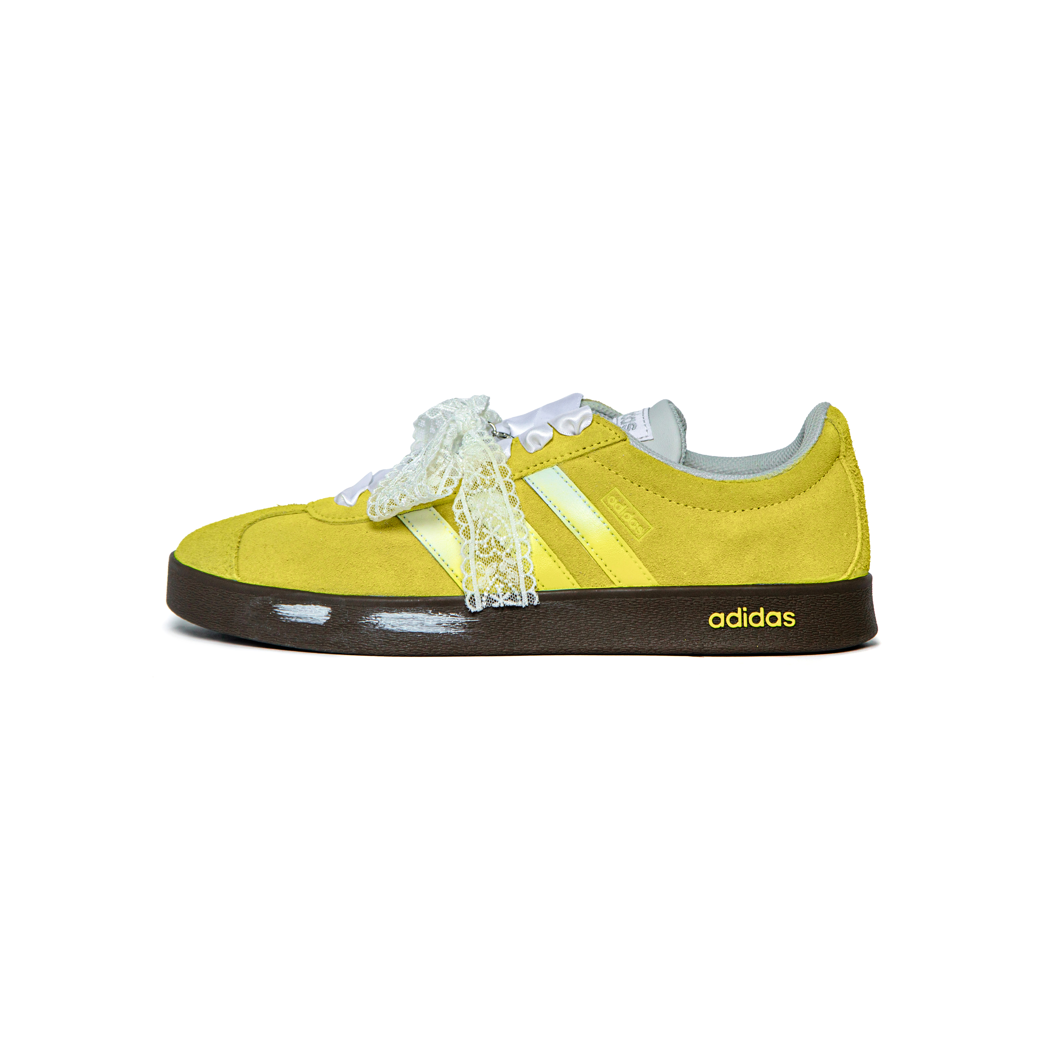 Adidas VL COURT 2.0 Lemon Yellow Lace Butterfly, Woven By Vine Skateboard Shoes Unisex