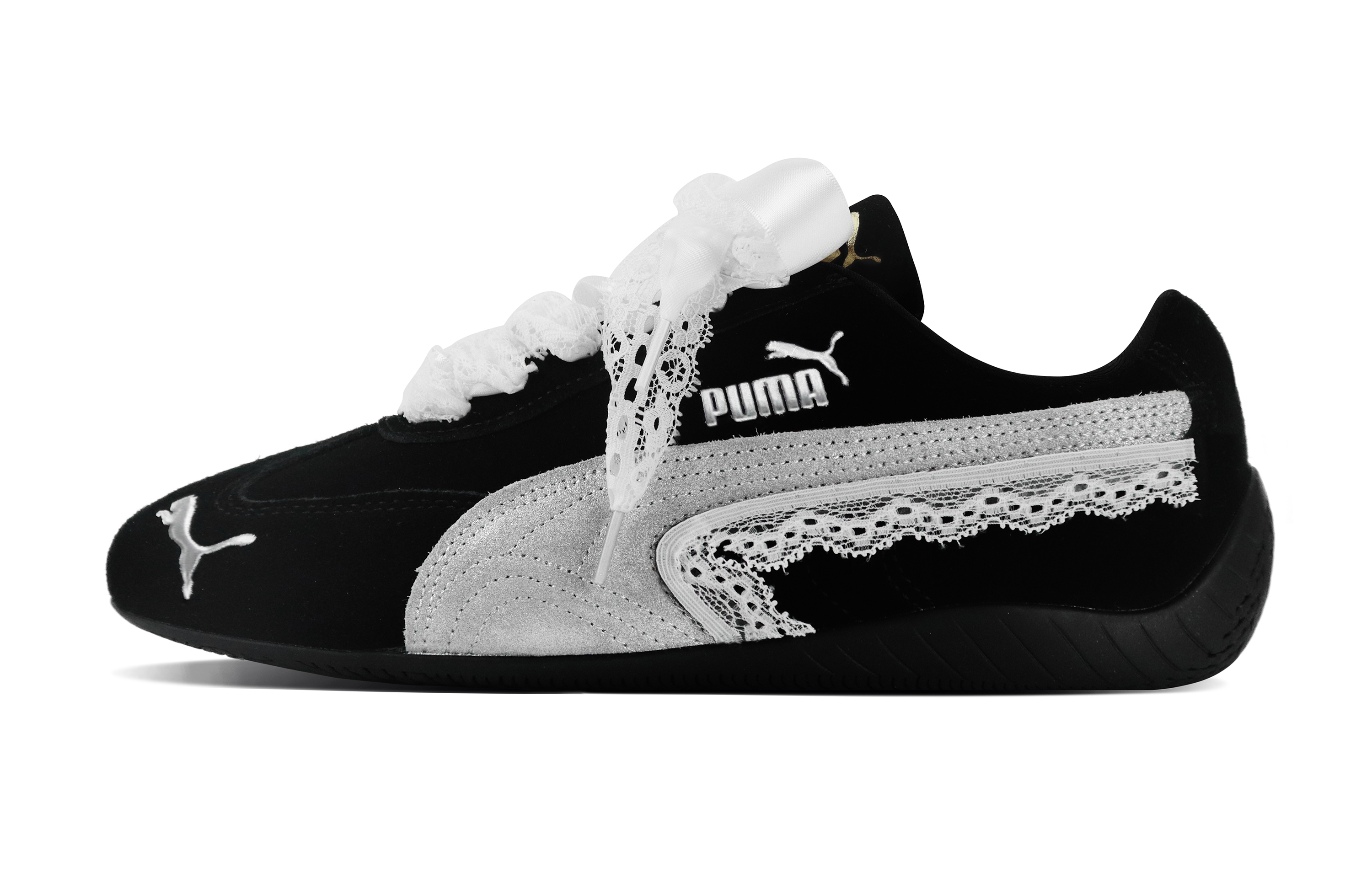 PUMA Speedcat Collection Non slip Lightweight Low top Casual Shoes Unisex Black Silver