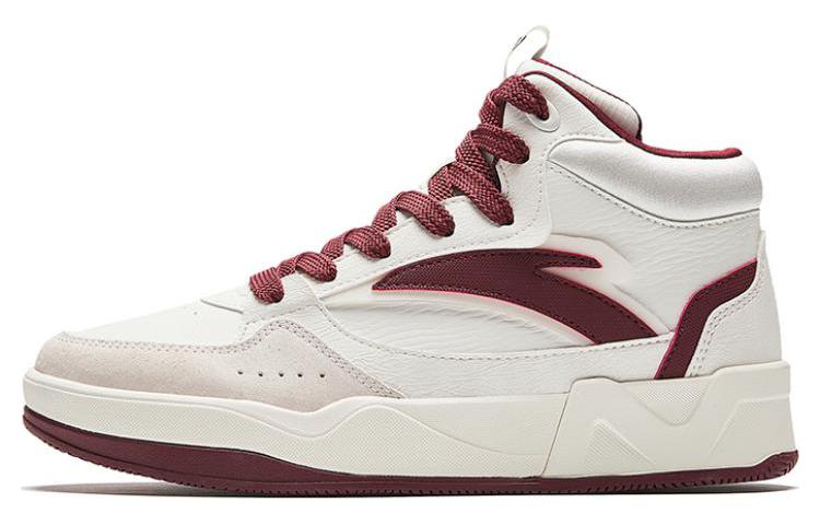 Anta Cushioning Wear-Resistant High-Top Skateboard Shoes Women's Ivory White
