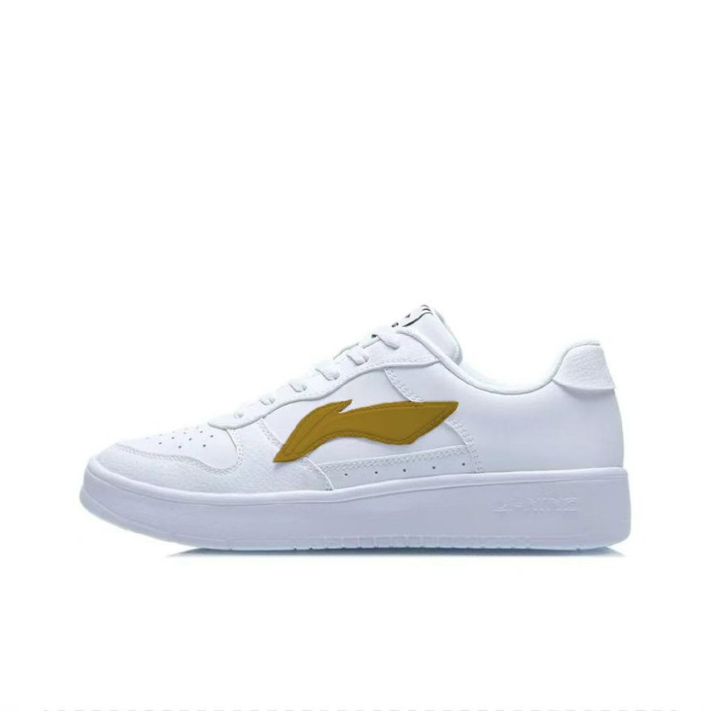 LiNing Pontoon Boats Anti Slip Wear Resistant Low Top Skateboard Shoes Men's White Yellow