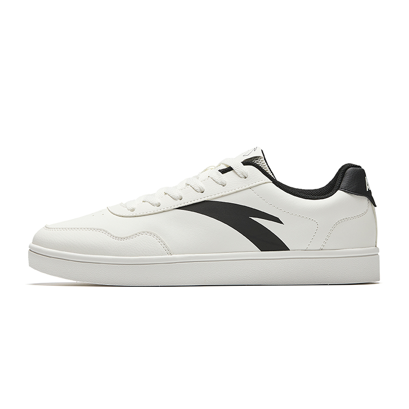 Anta Life Collection Wear resistant And Lightweight Low top Skateboard Shoes Men's Ivory White Basic Black