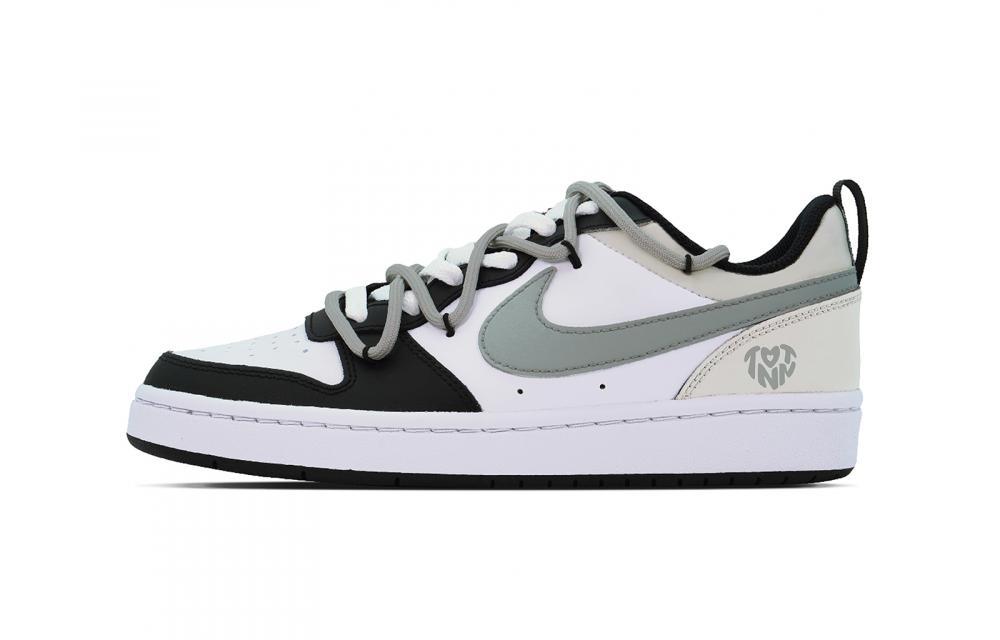 Nike Court Borough Puppy Fragment Low-Top Skateboard Shoes GS Asphalt Gray Black And White