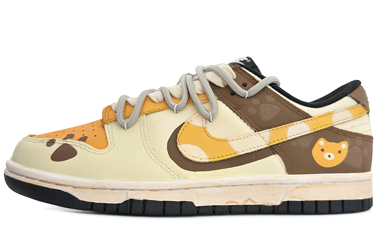 Nike Dunk Low Low-Top Skateboard Shoes GS Yellow Brown
