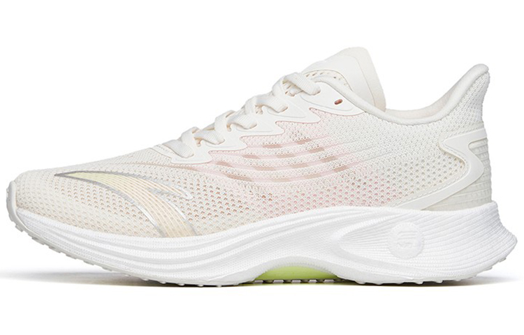 Anta MACH 2.0 Shock Absorbers Slip Resistant, Abrasion Resistant, Breathable Low Top Running Shoes Women's Ivory White