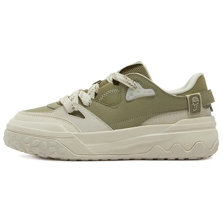 361° Shortbread Anti-Slip Wear-Resistant Low-Top Skateboard Shoes Women's Green Beige
