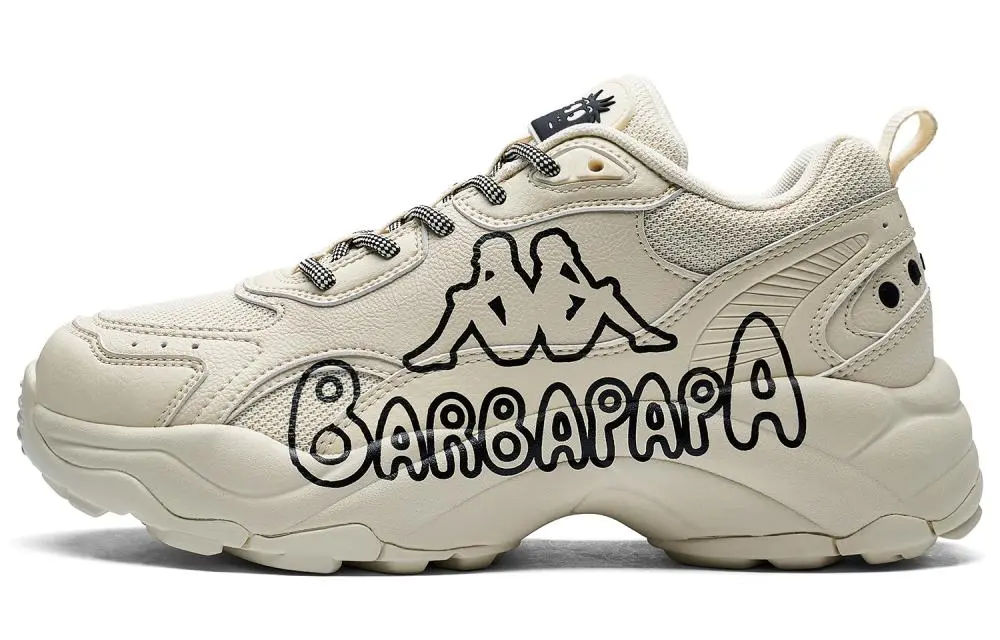 BARBAPAPA x Kappa Abrasion Resistant Breathable Low Top Casual City Commute Running Shoes Unisex Cheese White Black