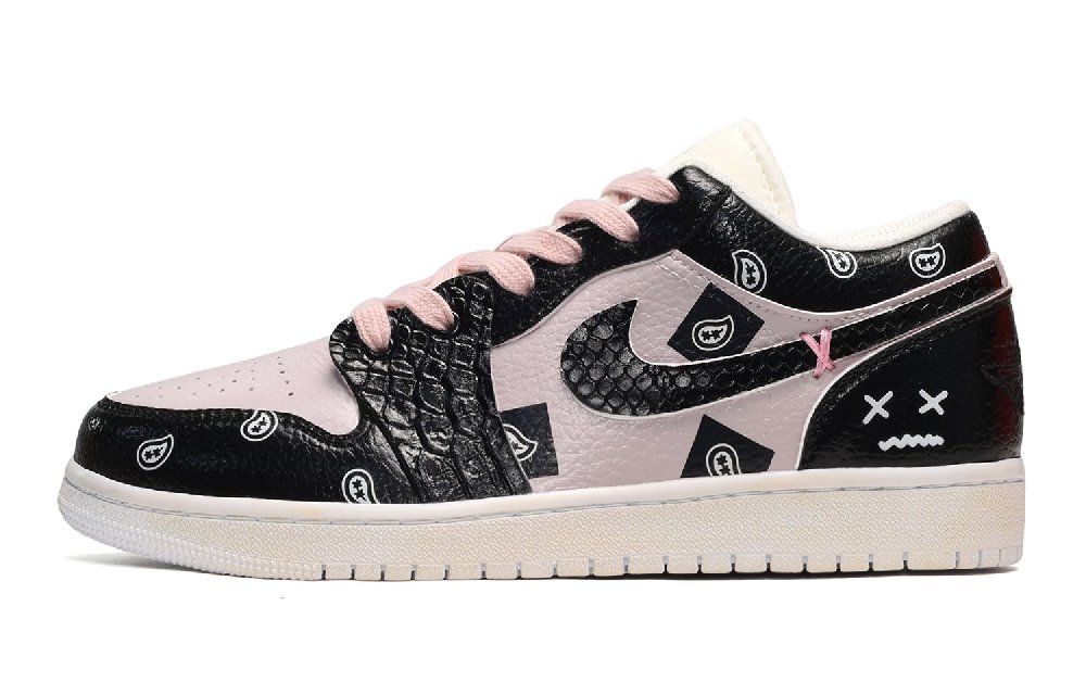 Jordan Air Jordan 1 Low Low-Top Vintage Basketball Shoes GS Black Pink