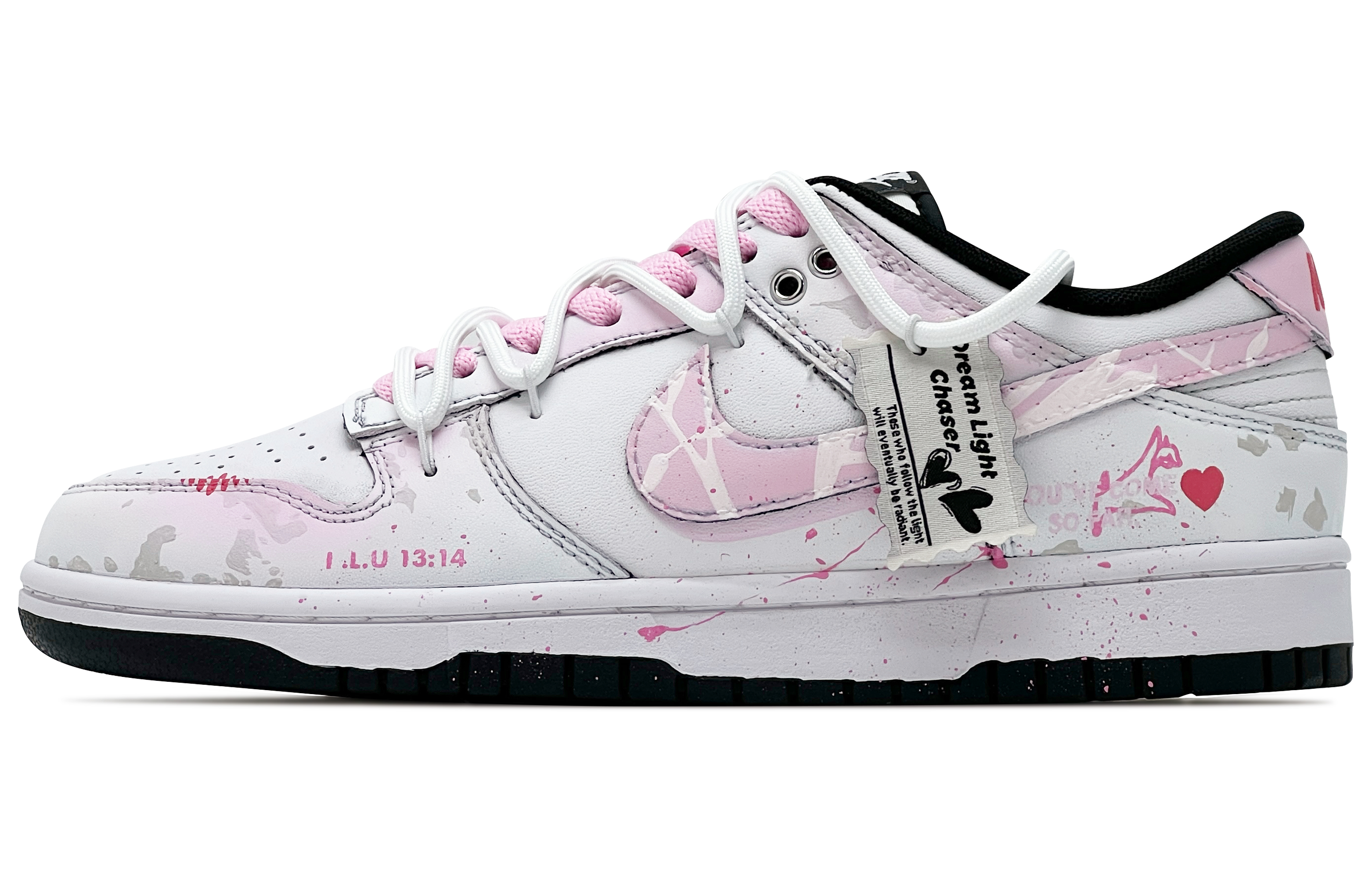 Nike Dunk Abrasion Resistant Slip Resistant Low top Skateboard Shoes Unisex Pink White