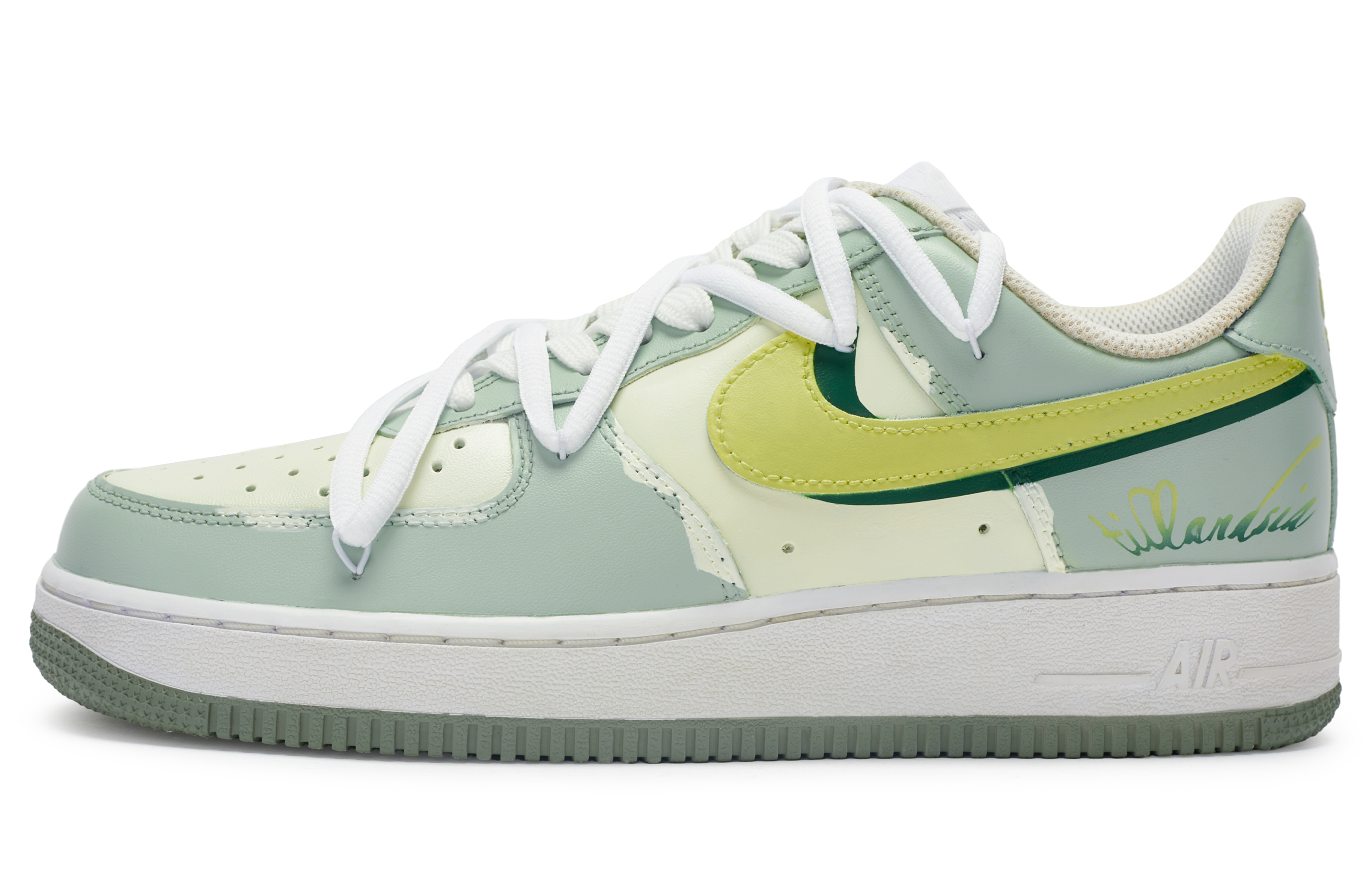 Nike Air Force 1 Low Low-Top Skateboard Shoes Men's Beige Yellow Green