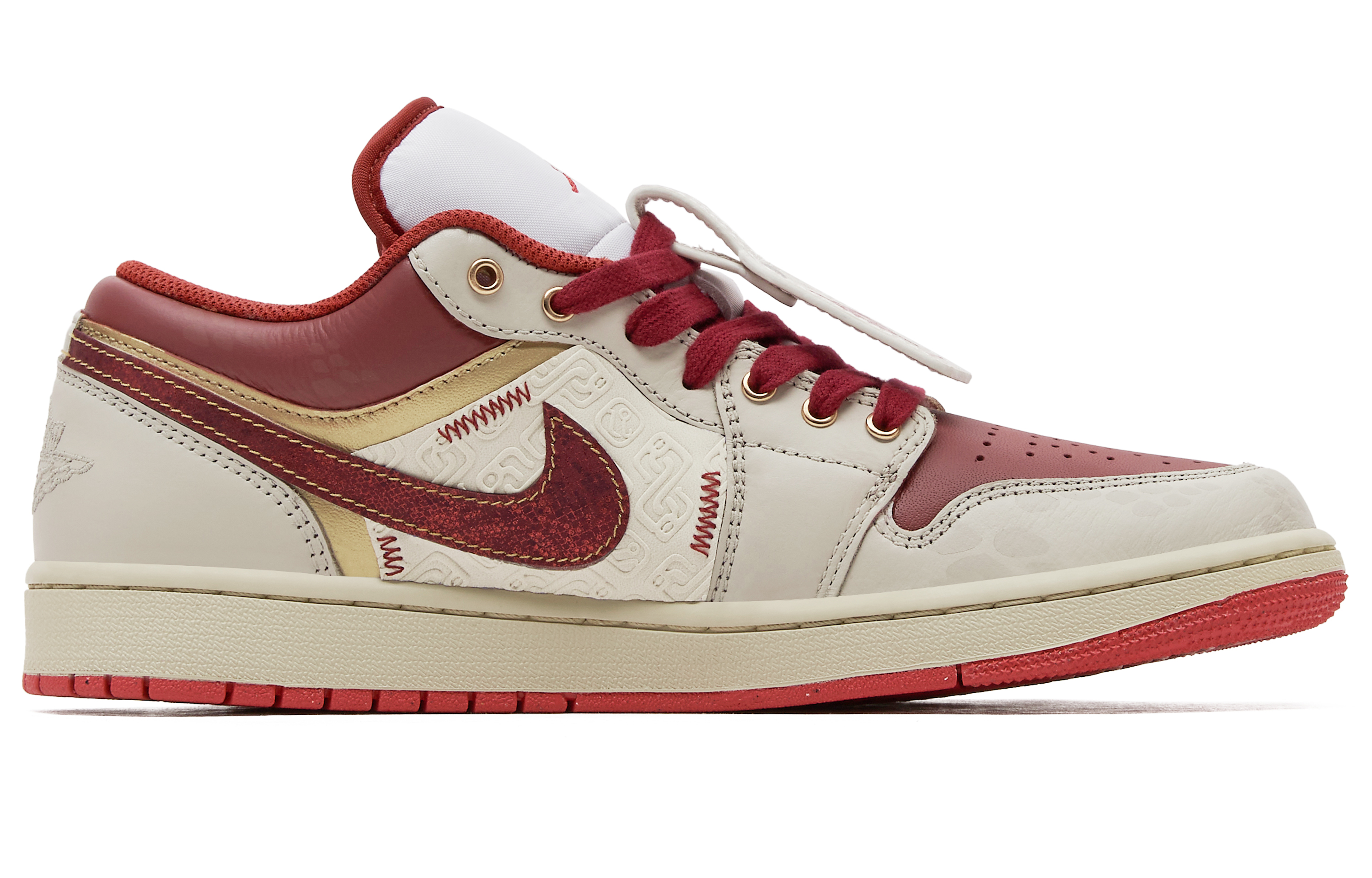 Jordan Air Jordan 1 Wear-Resistant Low-Top Vintage Basketball Shoes Men's Beige Red купить в интернет-магазине Yoocart с быстрой доставкой по России.