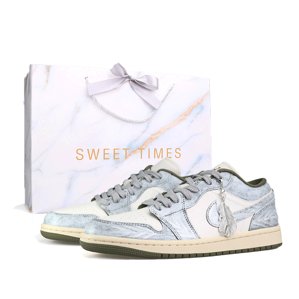 Jordan Air Jordan 1 Vintage Basketball Shoes Unisex Low top White/Green