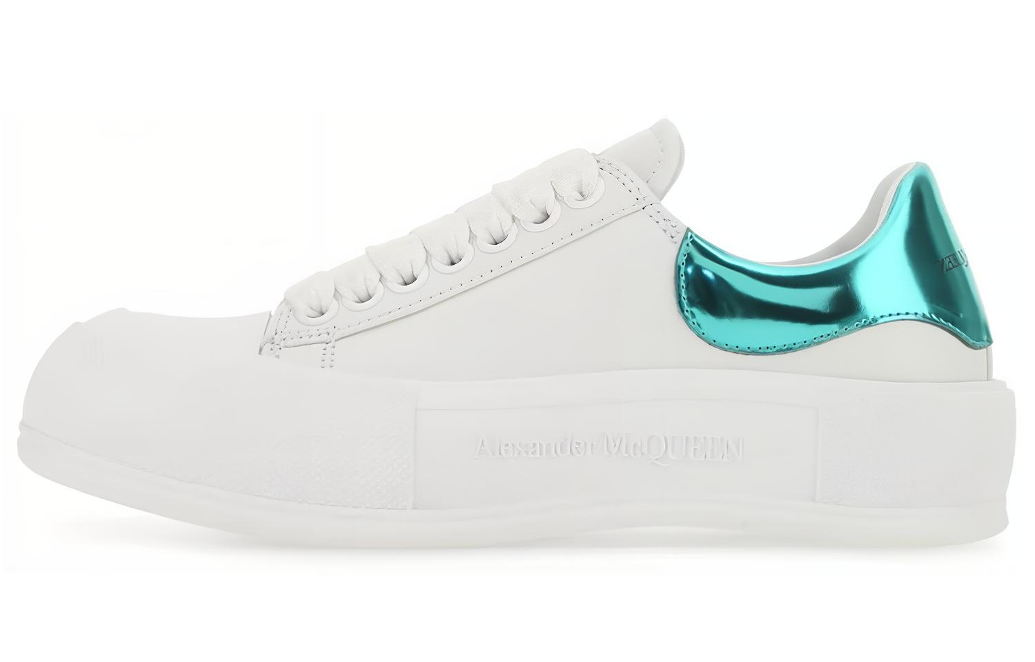 Alexander McQueen Low top Stylish Skateboarding Shoes Women's White Green
