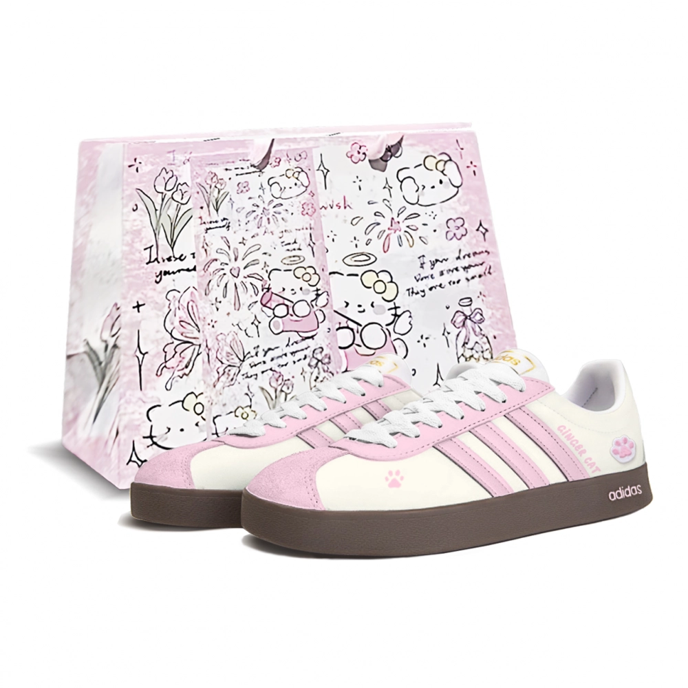Adidas Neo VL Court 2.0 Skateboard Shoes Unisex Low top White/Pink/Beige