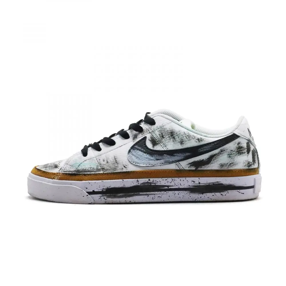 Nike Court Legacy Mountain Wind With A Melancholic Mood Abrasion Resistant Low top Skateboard Shoes Unisex White Black