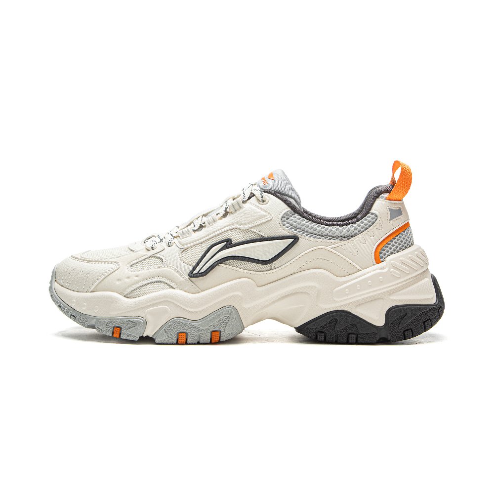 LiNing Brown Sugar Cushioning, Slip Resistant, Abrasion Resistant Support Low Top Casual Shoes Men's White Gray