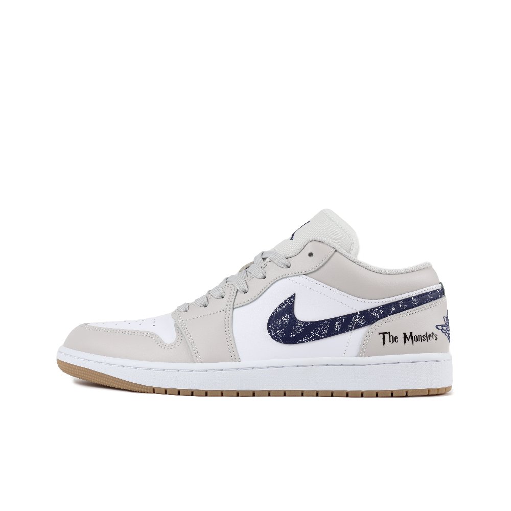 Jordan Air Jordan 1 Abrasion Resistant Support Low Top Vintage Basketball Shoes Unisex Gray White