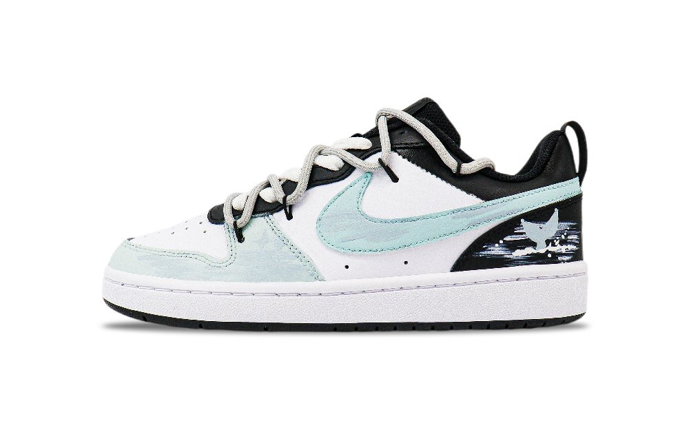 Nike Court Borough Low 2 Dreamy Stars Non slip Lightweight Low Top Skateboard Shoes GS Blue White Black