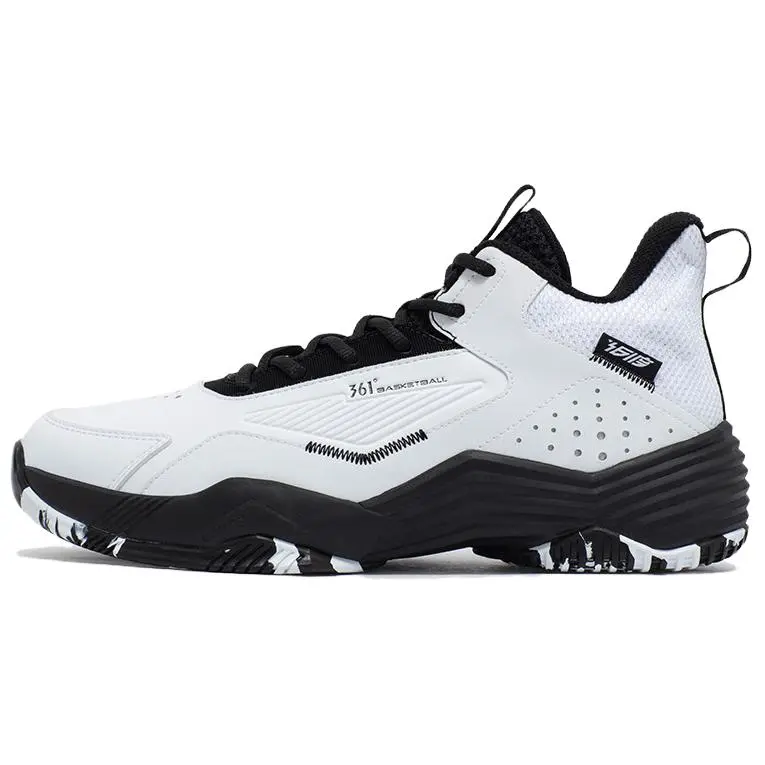 361° Cushioning, Wear Resistant Mid Top Basketball Shoes Men's White Black
