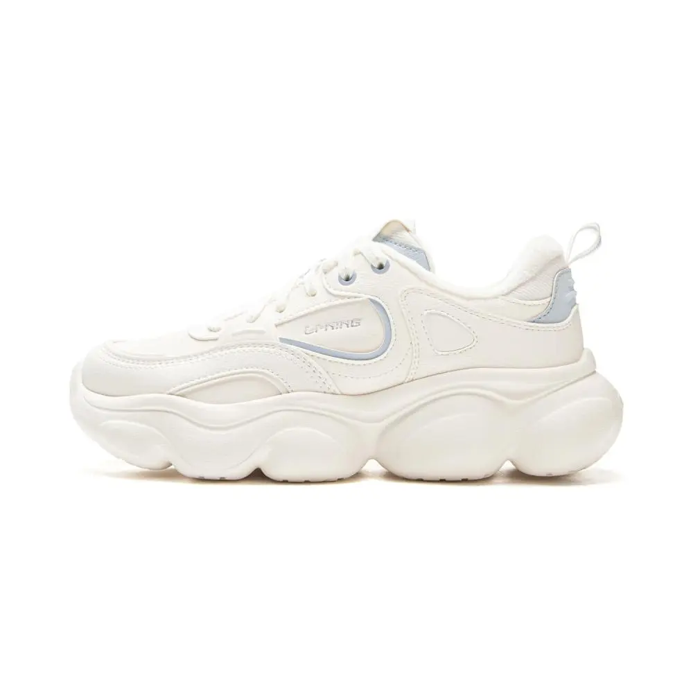 LiNing Clouds Slip Resistant, Abrasion Resistant, Lightweight Low top Casual Shoes Women's Mist White