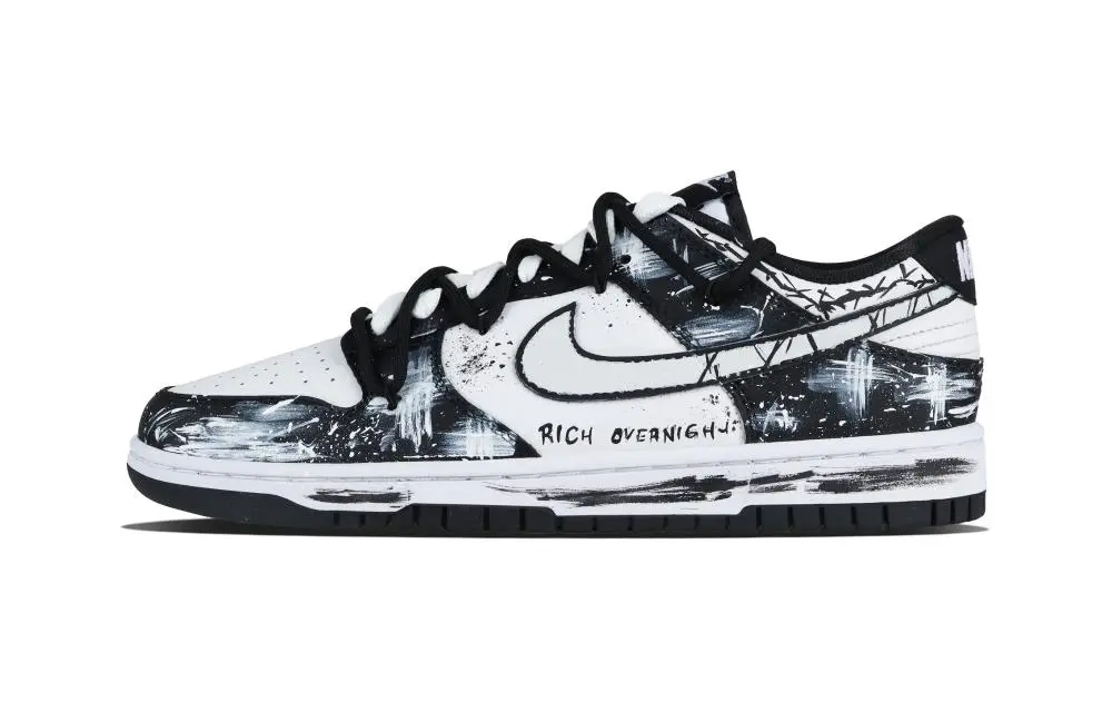 Nike Dunk Rich Overnight Night Shadow Abrasion Resistant Low top Skateboard Shoes Unisex Black White
