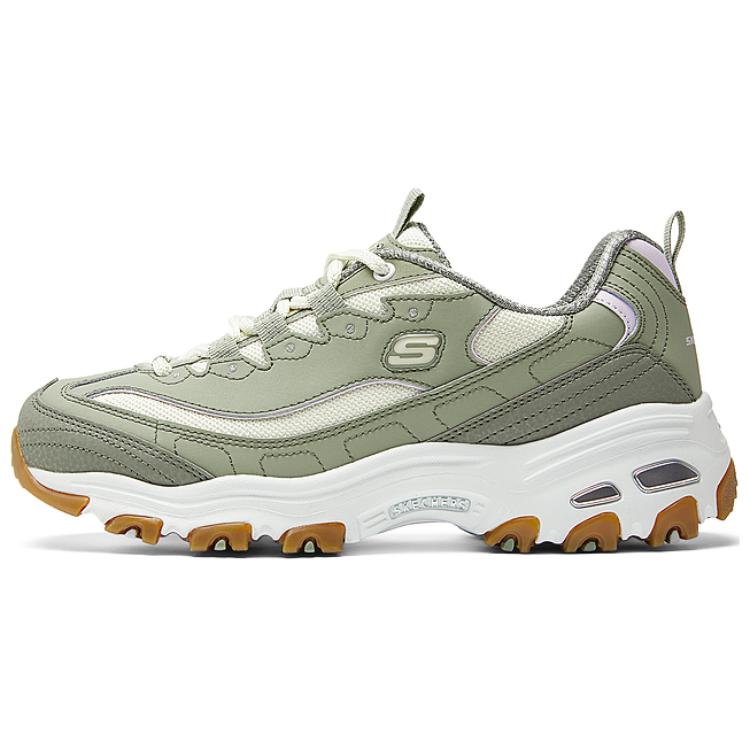 Skechers DLITES Low Top Casual Running Shoes Women's Green White