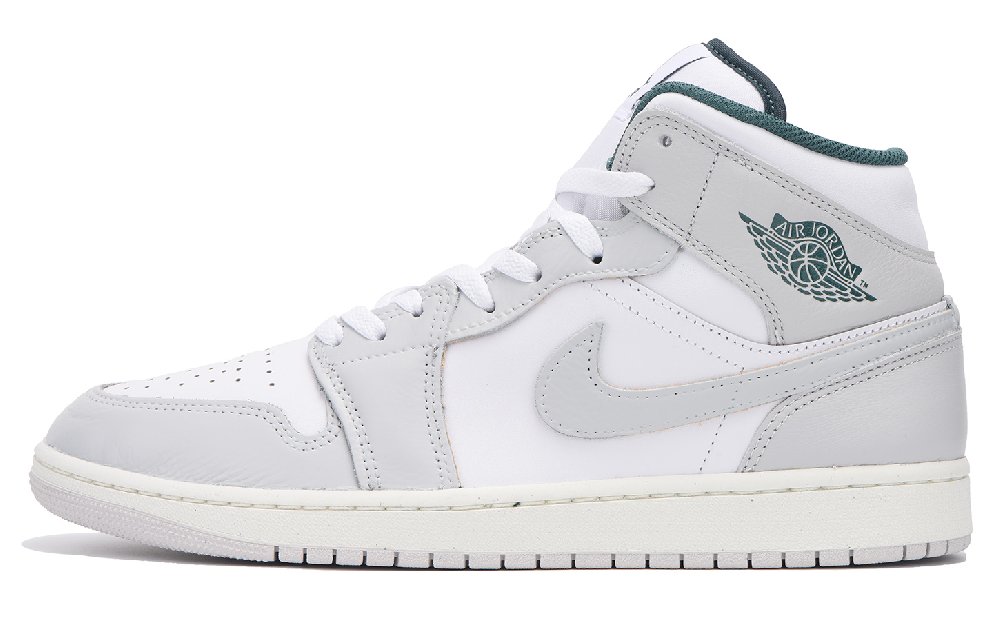 Jordan Air Jordan 1 Slip-Resistant Coverage Mid-Top Vintage Basketball Shoes Unisex Gray White