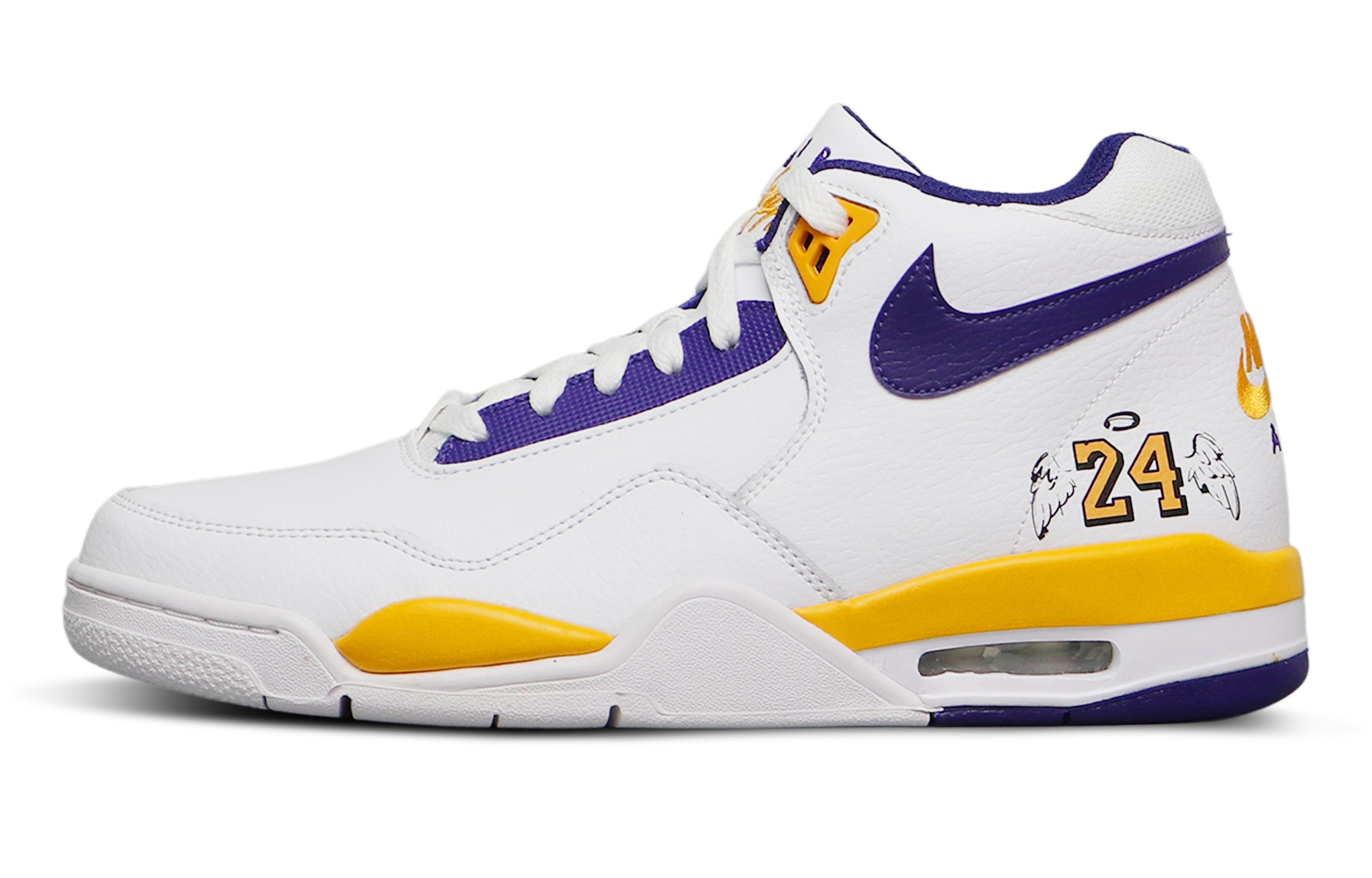 Nike Flight Legacy Abrasion Resistant Mid Top Vintage Basketball Shoes Men's White Blue Yellow