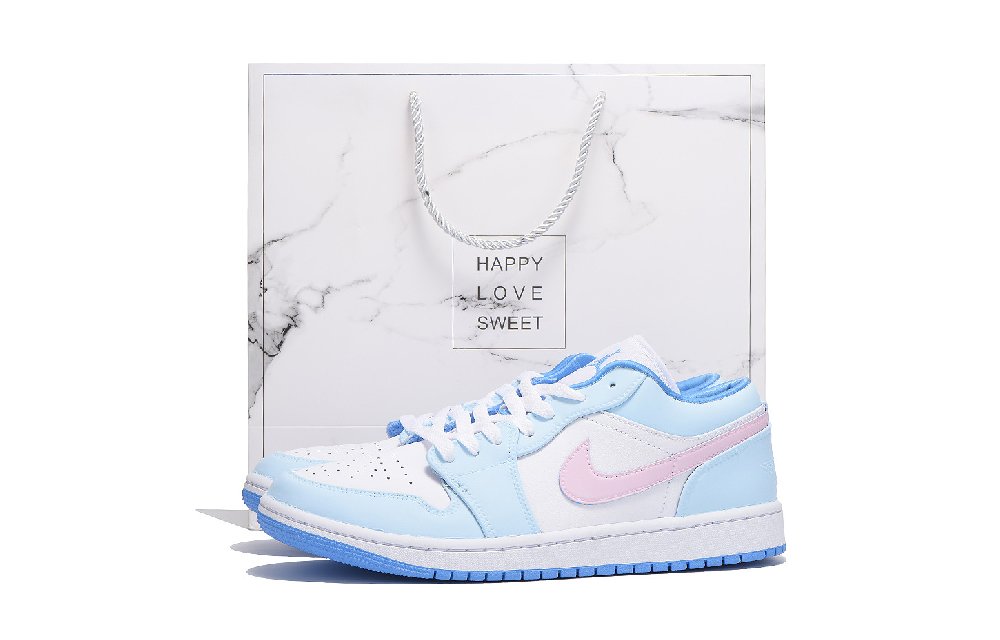 Jordan Air Jordan 1 Anti-Slip And Wear-Resistant Coverage Low-Top Vintage Basketball Shoes Women's Sky Blue