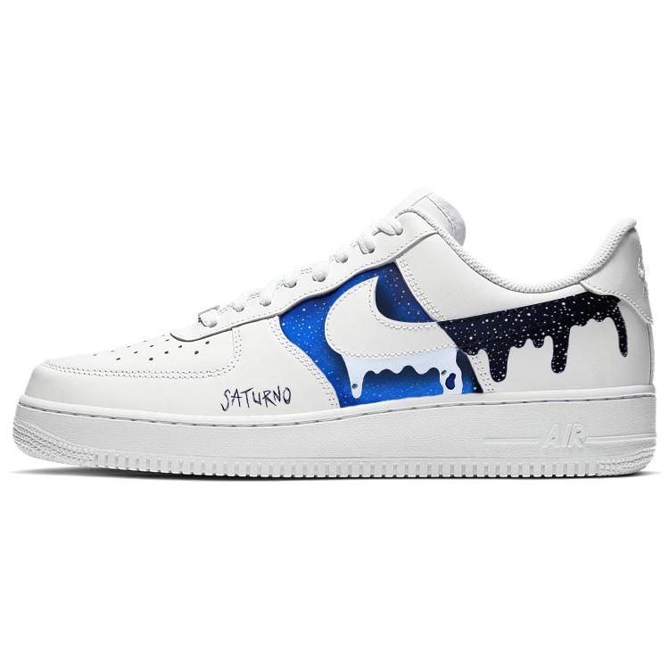 Nike Air Force 1 Dazzling Color Starry Galaxy Slip-Resistant Cushioning Low-Top Skateboard Shoes Men's Blue White Black