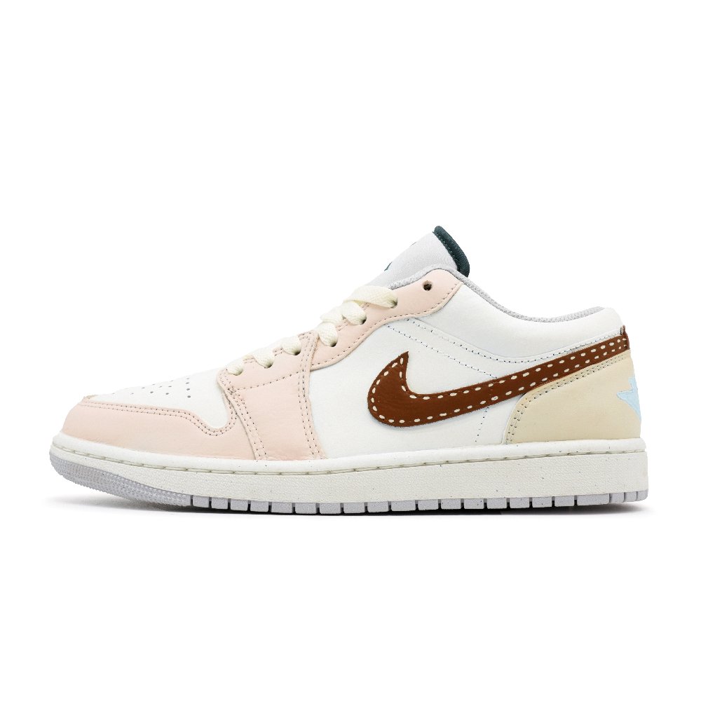 Jordan Air Jordan 1 Macaron Abrasion Resistant Low Top Vintage Basketball Shoes Unisex White Pink