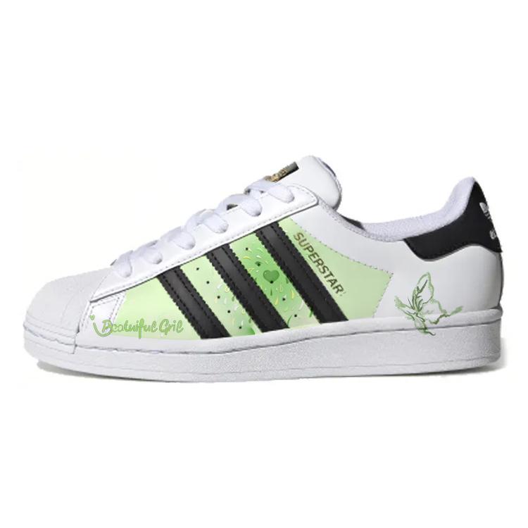 Adidas Originals Superstar Skateboard Shoes Women's Low-Top White/Green