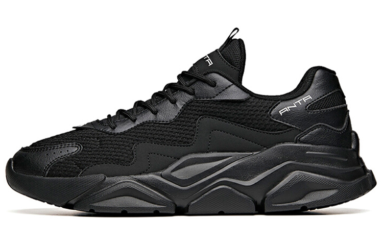 Anta Life Collection Shock Absorbers Slip Resistant Abrasion Resistant Breathable Low Top Chunky Sneakers Men's Black