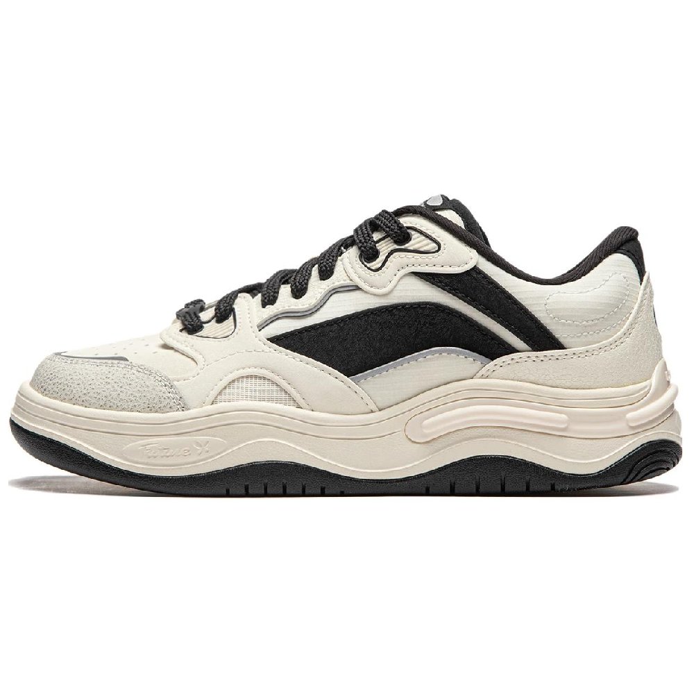 LiNing Future Flow Cushioning Support Wear-Resistant Slip-Resistant Low-Top Skateboard Shoes Women's White Black
