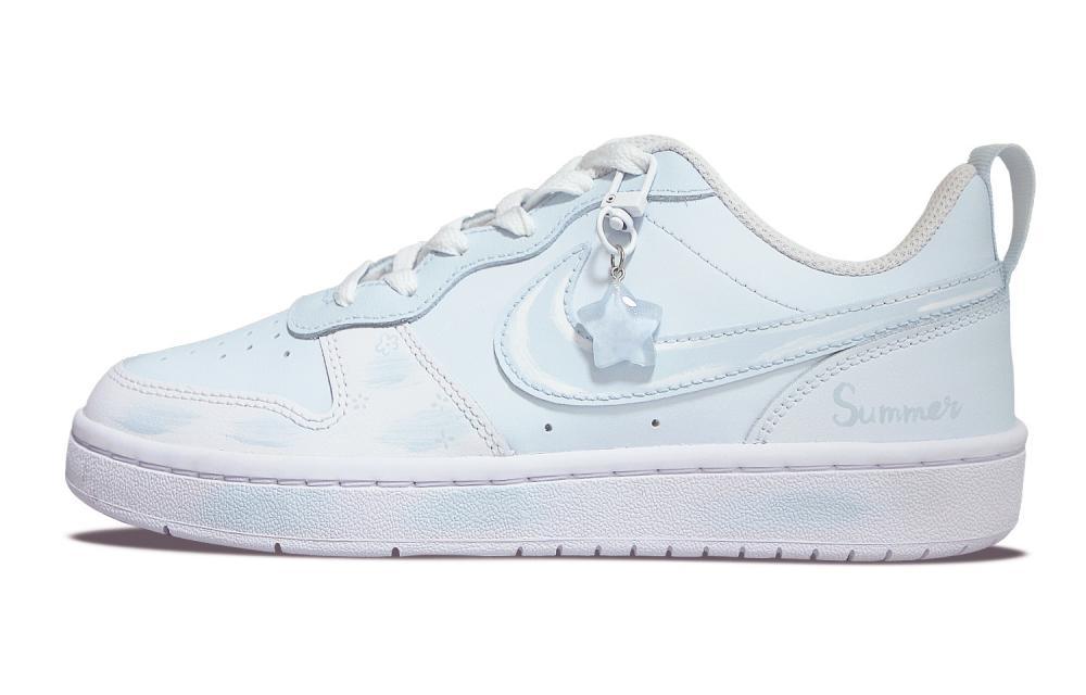 Nike Court Borough Slip Resistant Cushioning Abrasion Resistant Low Top Skateboard Shoes GS Blue White