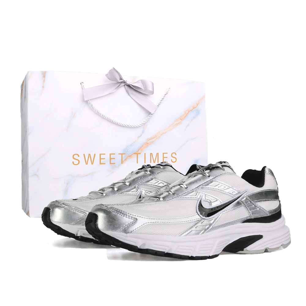 Nike Initiator Abrasion Resistant Low Top Casual City Commute Running Shoes Unisex Black White Silver