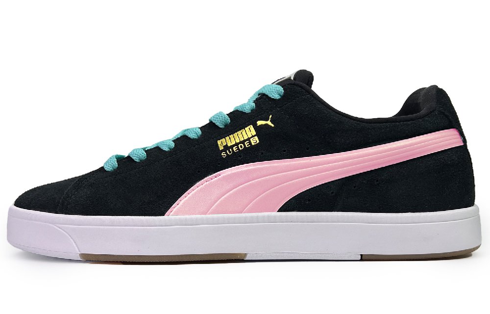 PUMA Suede Love Letter Anti-Slip Wear-Resistant Low-Top Skateboard Shoes Men Black Pink