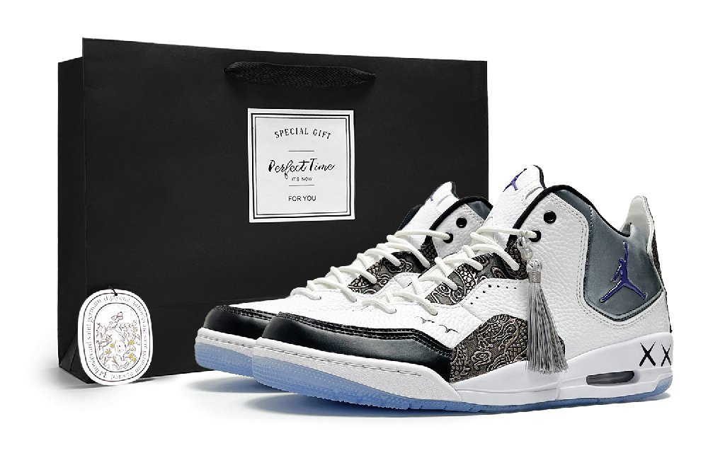 Jordan Courtside 23 Cushioning Anti-Slip And Wear-Resistant Mid-Top Vintage Basketball Shoes Unisex Black White