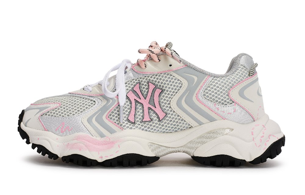 MLB New York Yankees Chunky Sneakers Unisex Low Top Gray/White/Blue/Pink