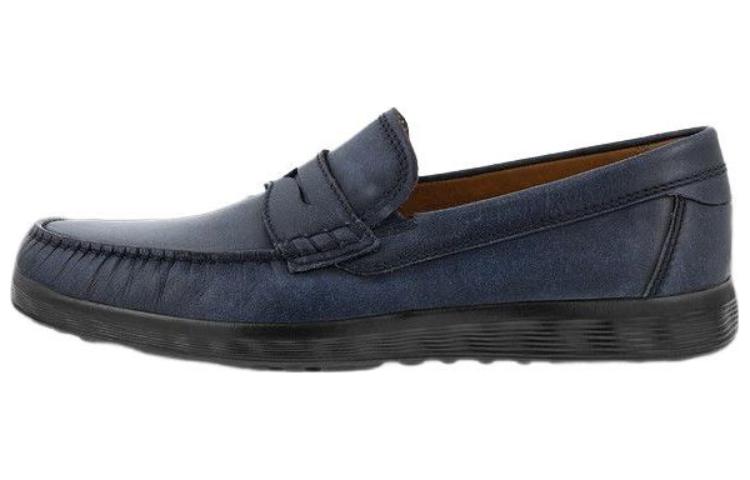 Ecco Lightweight Mok Collection Casual Leather Shoes Men's Ocean Blue