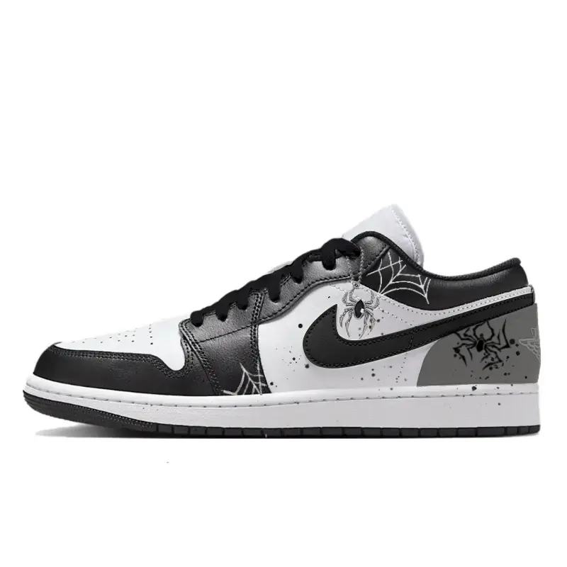 Jordan Air Jordan 1 Spiderweb Catcher Abrasion Resistant Low top Vintage Basketball Shoes Men's Black Gray