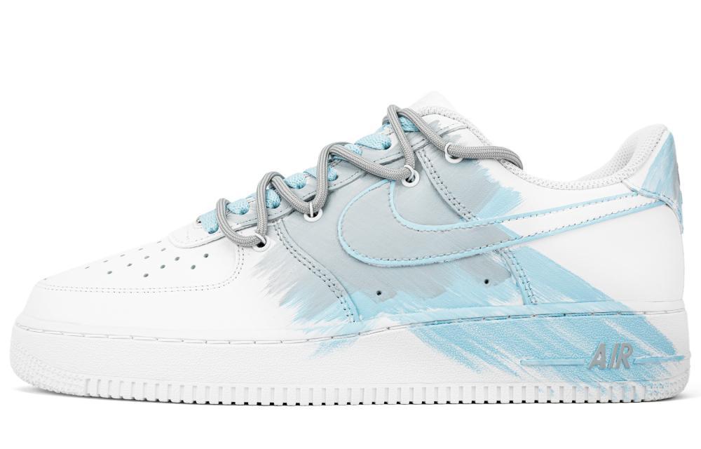 Nike Air Force 1 Anti Slip Wear Resistant Low Top Skateboard Shoes Women's Gray Blue