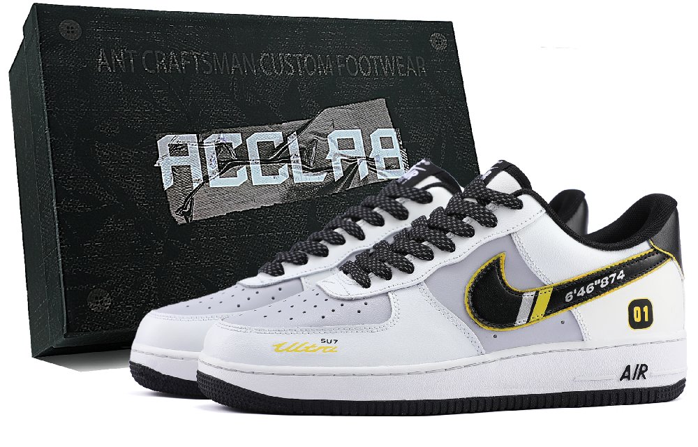 Nike Air Force 1 Lightweight Low Top Skateboard Shoes Men's White Yellow