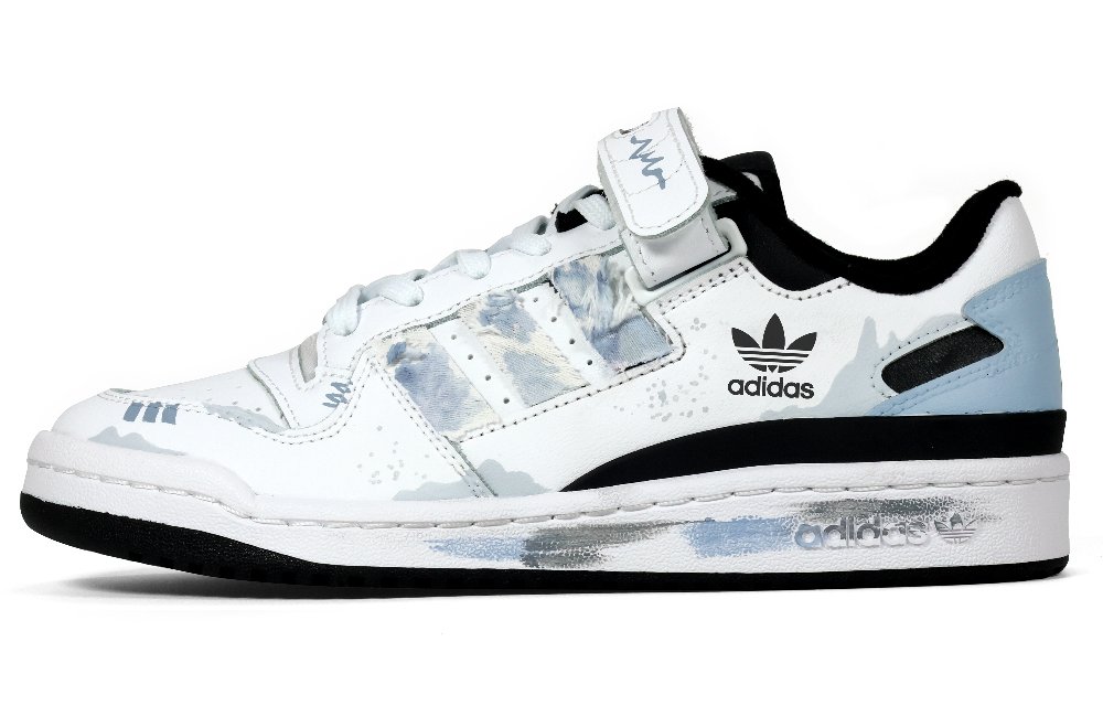 Adidas Originals FORUM Slip-Resistant Cushioning Wear-Resistant Low-Top Skateboard Shoes Unisex Black White Blue