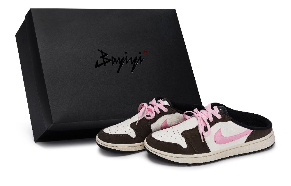 Jordan Air Jordan 1 Abrasion Resistant Closed Toe Slippers Men's White Pink Brown