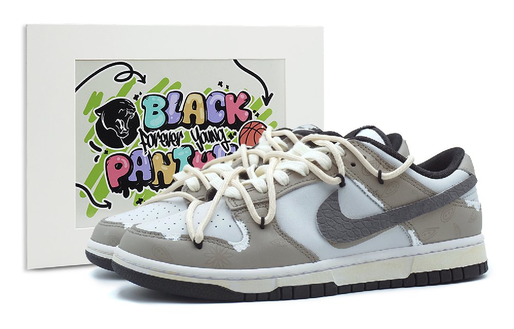 Nike Dunk Anti-Slip Wear-Resistant Lightweight Breathable Low-Top Skateboard Shoes GS Gray Brown